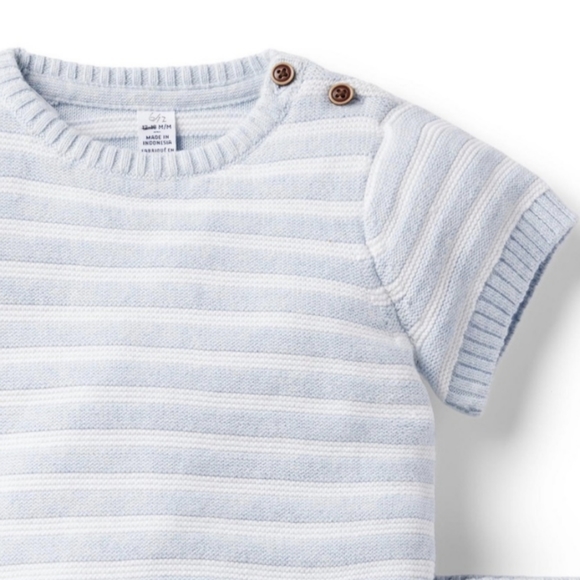 NWT Janie and Jack Blue and White Baby Striped Sweater Matching Set - Picture 3 of 7